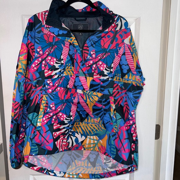 Lauren James Anorak Jacket Pullover RN91497 Windbreaker Tropical Print Size‎ M - Picture 1 of 5
